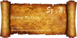 Szorg Milica névjegykártya